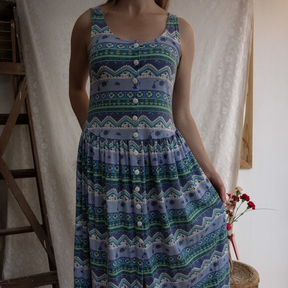 Vintage 1990s Jersey Spring Summer Retro Thrift Dress 90s Streetwear Thrifted - Picture 2 of 8